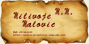 Milivoje Malović vizit kartica